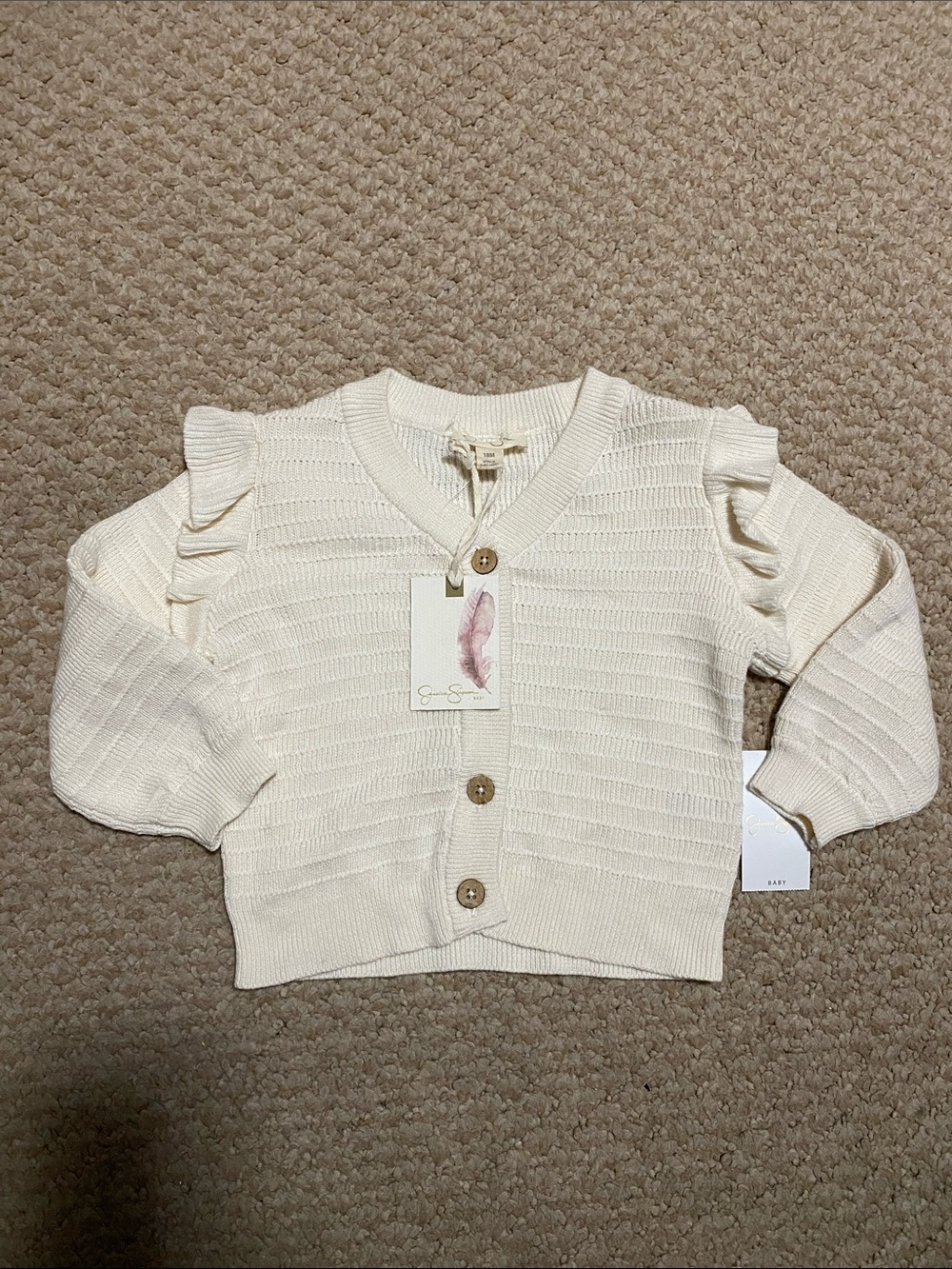 Jessica Simpson girls toddler 18mo Knit sweater w/ Ruffle Shoulders baby NWT